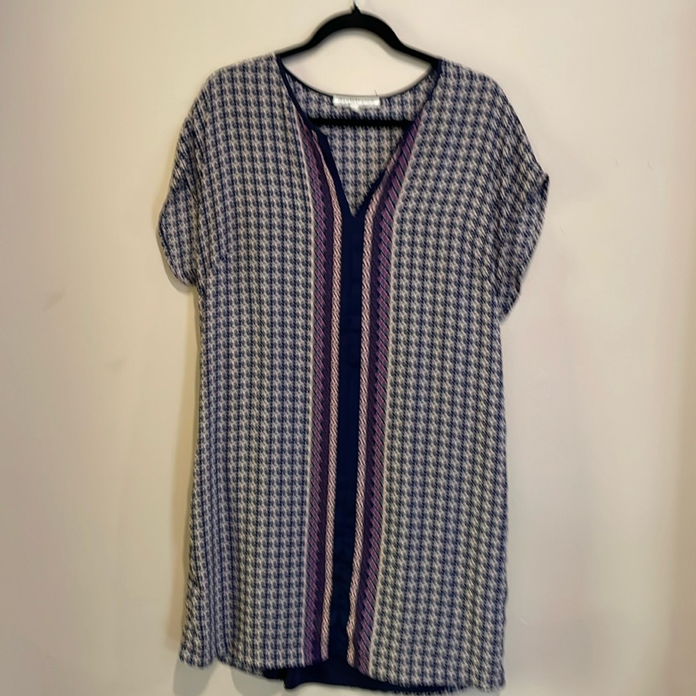 🩵Daniel Rainn blue/purple print dress with underneath blue slip Vacation Ready